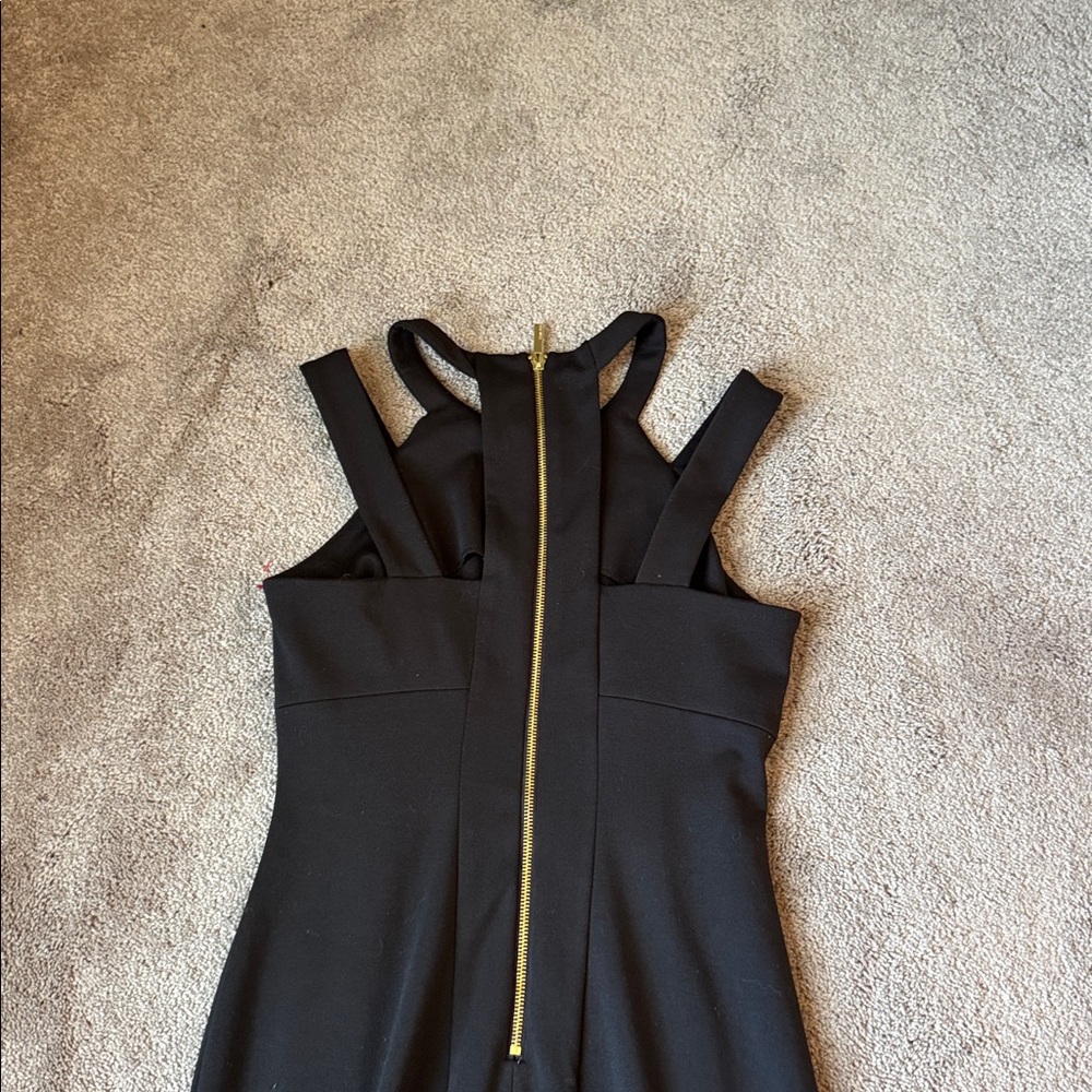 Calvin Klein Black Bodycon Dress Strappy Back Gold Zip Sleeveless SIZE 4 - Picture 6 of 6